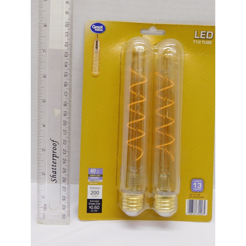 Great Value LED T10 Tube Light Blub 2 Pack